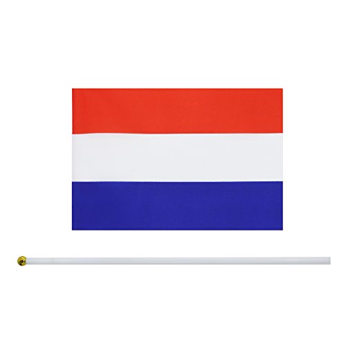 Hand Held Netherlands Flag Dutch Flag Stick Flag Mini Flag 50 Pack Round Top National Country Flags, Party Decorations Supplies For Parades,World Cup,Sports Events,International Festival (8.2 "X 5.5") #TOP2