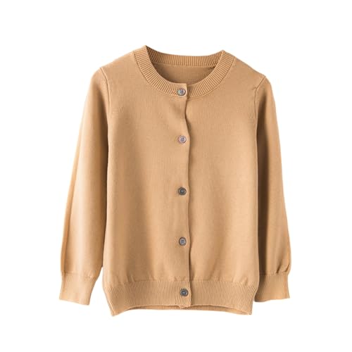Girls Classic Knit Cardigan Sweater for Kids and Toddlers School Uniform Long Sleeve Crewneck Button Front Outerwear Top