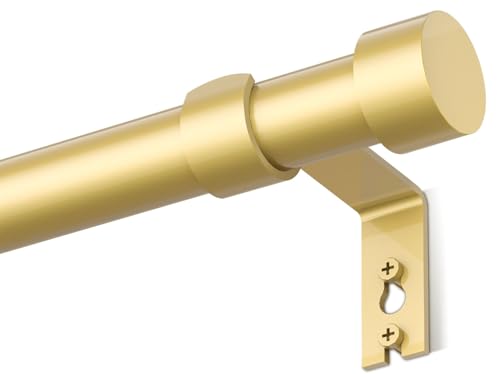 Adjustable Curtain Rods for Windows 16 to 75'', Cylindrical End Cap, 1-Inch-Diameter, Gold
