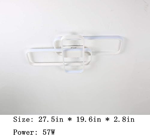 Plafonnier LED flush mount lustre géométrique blanc dimmable télécommande pour salon - 5