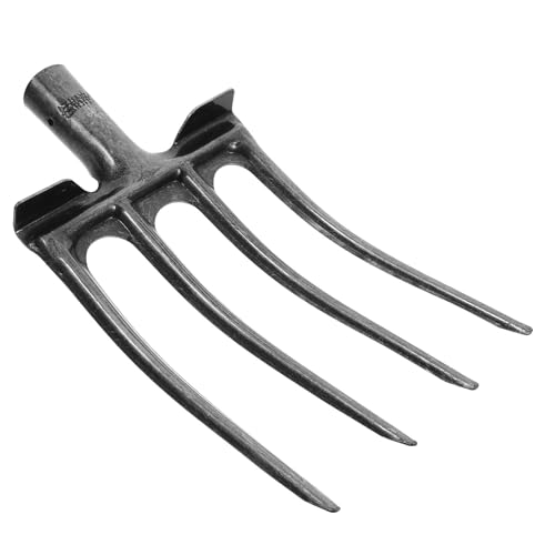 ROMISBABA Horquilla de 4 Dientes de Acero para Labores Agrícolas y Ganaderas, Cabezal Resistente para Remover , Adecuado para Uso en Huertos y Preparación de