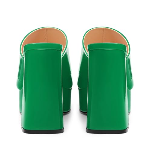 Image of Women Square Open Toe Platform Chunky Heel Slide Sandals | Slip On High Heel Dress Sandals, Elegant Formal Footwear For Wedding Club Evening Party Events