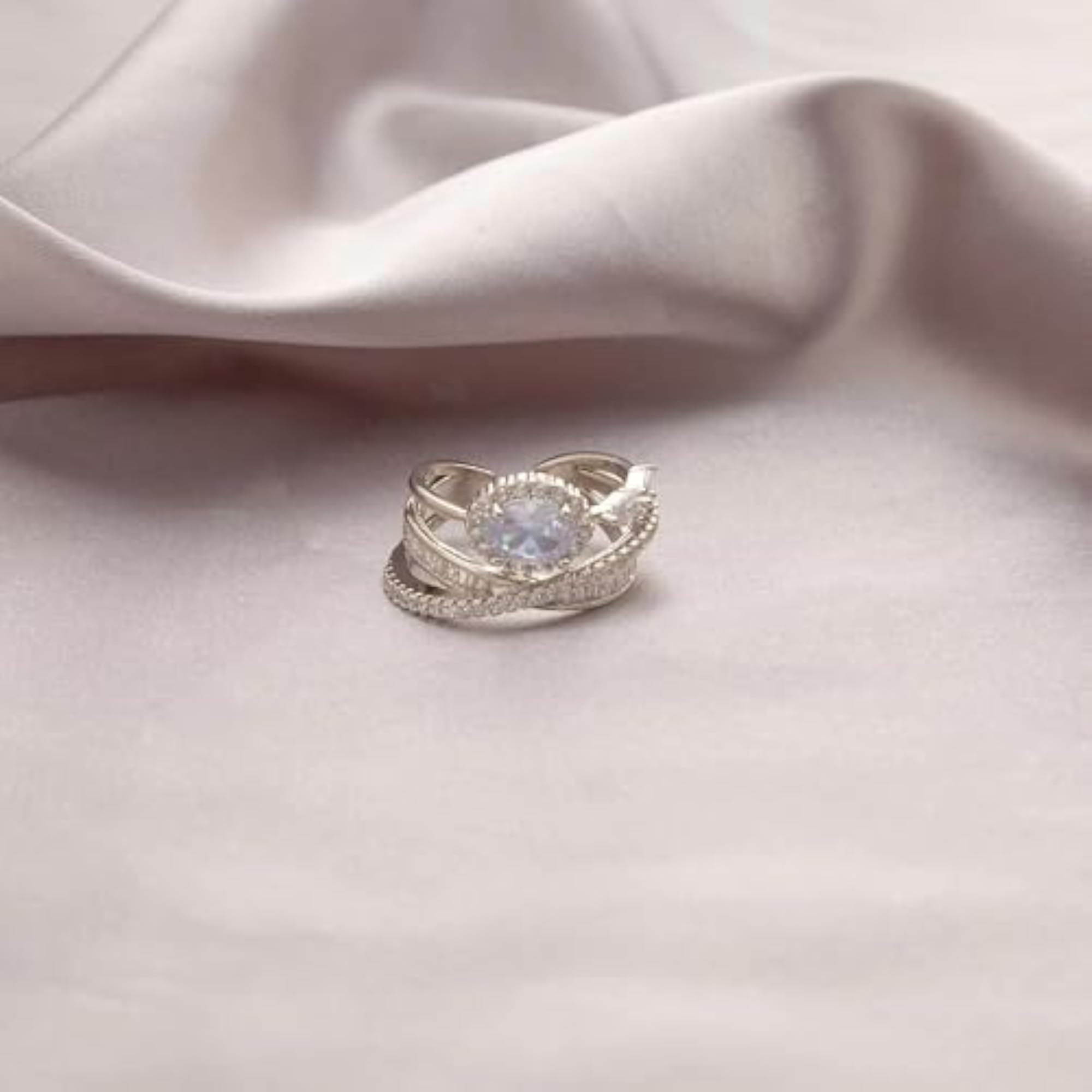 Women's Anti Tarnish Royal Diamond Crown Adjustable Ring