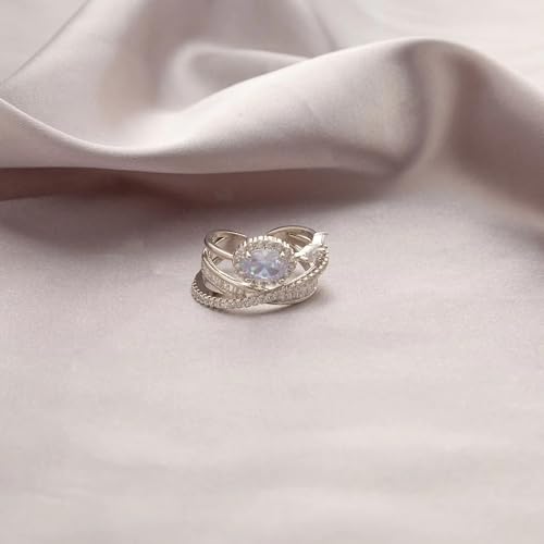 Image of SALTY Anti Tarnish Royal Diamond Crown Finger Ring for Women | Adjustable Fancy Jewellery Design | Fashion Accessories for Girls | Minimal Jewelry | Marriage, Birthday | Gift for Valentine Day
