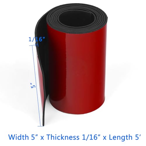 Image of WochiTV Adhesive Solid Rubber Strips, 5 inch Wide x 1 /16 inch Thick x 60 inch Long Self Stick Black Neoprene Rubber Rolls Perfect for DIY Insulation Cushion Gasket, Sealing, Liner, Weather Striping