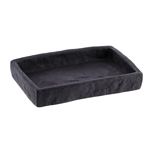 TENDANCE - Porte Savon Polyrésine Rectangulaire Effet Pierre - Noir - Salle de Bain - Accessoire Salle de Bain à Poser