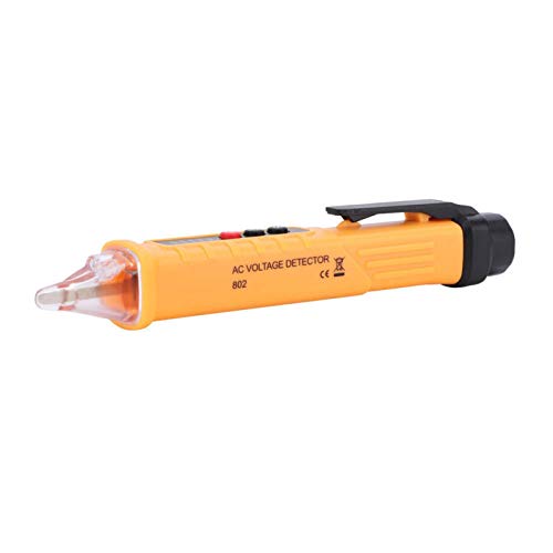 Image of Test Pencil, 802 Test Pencil Electric Voltage Detector Tester Pen 48-1000V /12-1000V Electricity Detect Pen with LED Flashlight (Yellow)