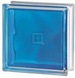 7.5 x 7.5 x 3 Brilly Wave Blue Color Glass Block