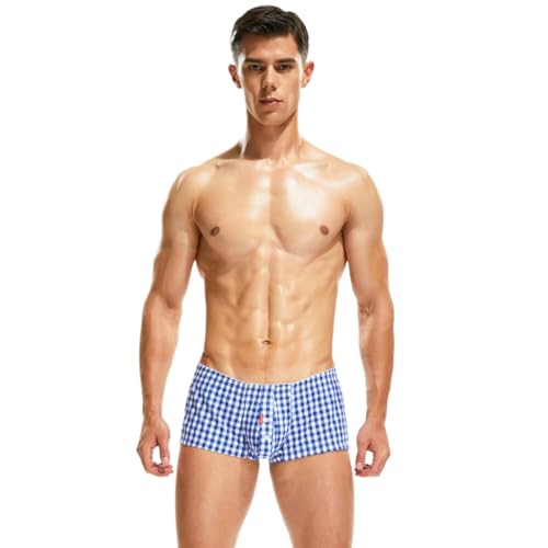 Classic Fit Button Fly Boxer Briefs for Men Striple Pattern Underwear Men's Boxer Briefs