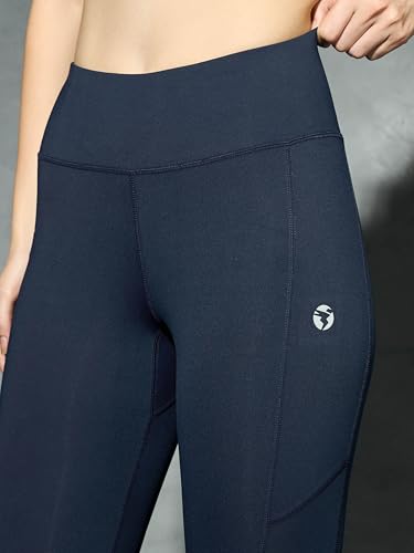 Image of TECHNOSPORT Womens Skinny Fit ActivewearSolid Tights for Running, Gym and Sports