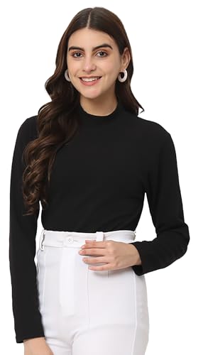 Image of Istyle Can Solid HIgh Neck Full Sleeve Stretchable Slim Fit Top for Women | Tops for Women | high Neck top for Women | Winter Tops for Women