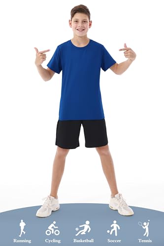 Resinta 5 Pack Boys Athletic Shirts Youth Dry-Fit Wicking T-Shirts Athletic Activewear Performance Short Sleeve Tees4