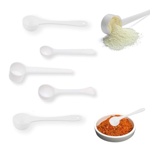 PRATICO CUCCHIAIO DI MISURA: Questo cucchiaio dosatore grammi in plastica ha una capacità di 0,5g 1g 2,5g 3g 5g, è perfetto per misurare solidi, polveri e liquidi come salsa di soia, zucchero, sale, caffè, latte in polvere e vari fagioli per soddisfare le vostre esigenze.