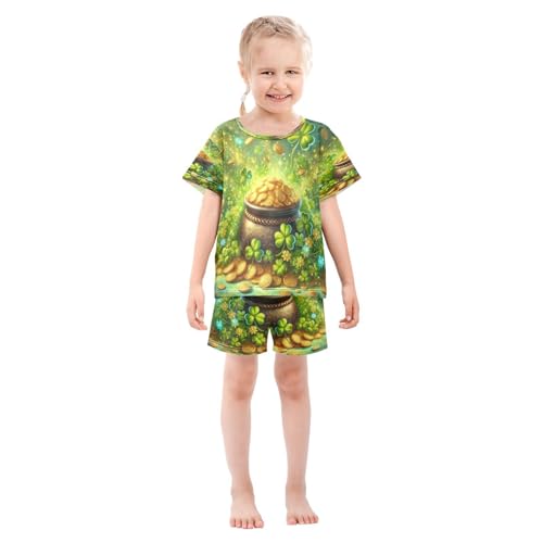 Coins Leaf St Patricks Pajama Set Short Sleeve Nightwear Soft Clothes Set Summer Pajamas Cotton 5Y3