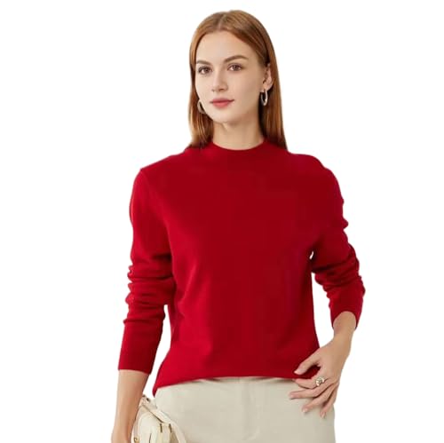 100% Pure Cashmere Sweaters for Women Mockneck Long Sleeve Warm Soft Lightweight Knit Pullover2