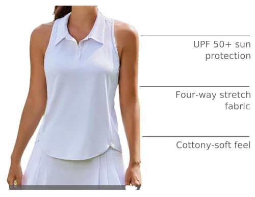 Image of PINSPARK Women's Golf Shirt Racerback UPF 50+ Tennis Tank Top with Collar