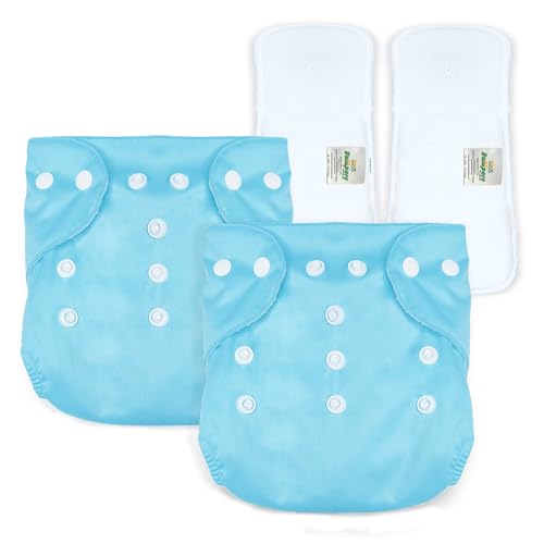Image of Bumpers Baby Reusable Cloth Diaper with Insert Pad | Leak-Proof, Super Absorbent & Ultra Soft | Adjustable & Washable Cloth Diaper | Prevent Rashes | Freesize 5-17Kg | (3M-3Y), Pack of 2, Blue