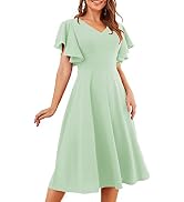 Bridesmay Casual Dresses Vintage Tea Dress Flared Sleeve Swing Party Dress