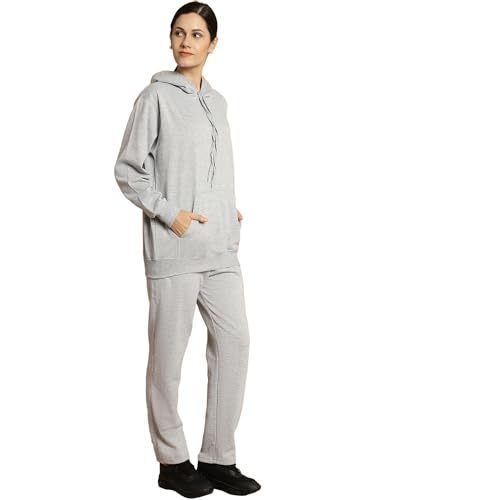 Image of Mack Jonney Solid Hooded Cotton Fleece tracksuit Co-Ord Set for Women-MACK32729