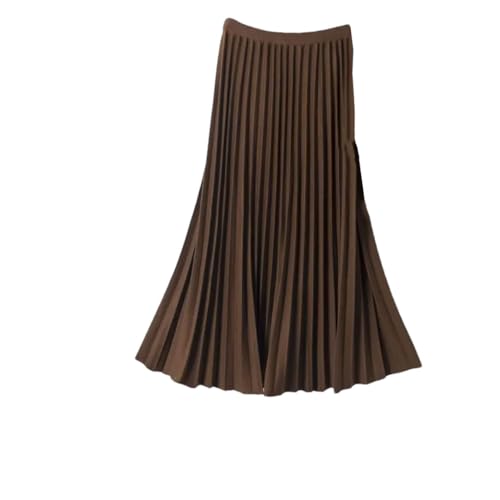 Women's Fall and Winter Loose Elegant High Waist Casual Pleated Sk Thickened Woolen Skirt Coffee XL