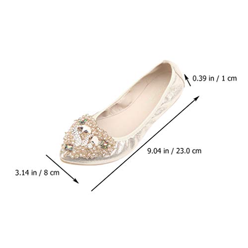 Holibanna 1 par de sapatos femininos confortáveis, sapatos casuais elegantes com strass, Prata, 6