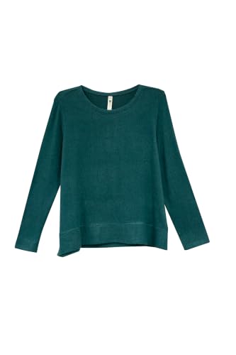 Image of LA CERA Women's Brushed Knit Sweater Top, Long Sleeves, Side Pockets, Round Neck, 80% Rayon, 15% Polyester, 5% Spandex