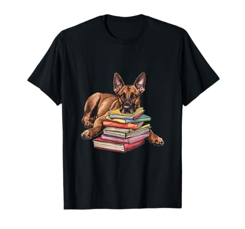 Belgian Malinois Books Reading Dog Breed Graphic T-Shirt