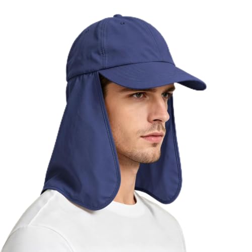 Image of Solaris Outdoor Fishing Hat with Ear Neck Flap Cover Wide Brim Sun Protection Safari Cap for Men Women Hunting, Hiking, Camping, Boating & Outdoor Adventures