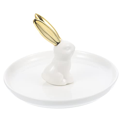 VALICLUD Bandeja de almacenamiento de conejo dorado servicio estético pequeña decoración vintage divertido pequeño bandeja de cerámica para el hogar bandeja de llave