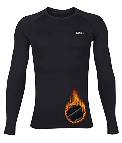 Telaleo Boys' Girls' Long Sleeve Compression Shirts Thermal Fleece Lined Kids Athletic Sports Tops Leggings Baselayer Set M thumb #4