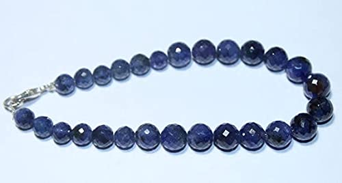 Bracelet en saphir bleu naturel 6-8mm taillé en rondelle facettée pour femme