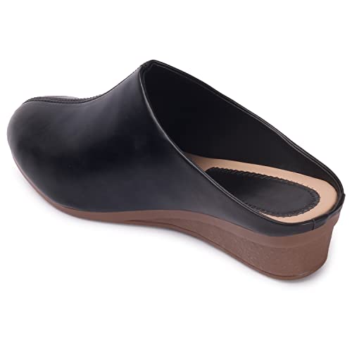 Image of Comfortable Women's Slip-on Wedge Back Open Mules Shoes & Sandals
