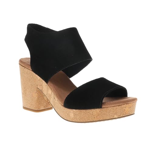 Image of TOMS Womens Majorca Block Casual Sandals Casual High Heel 3 inch & Up - Black - Size 9 B