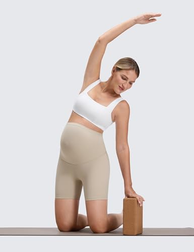 Image of CRZ YOGA Maternity Biker Shorts 6 inch | Butterluxe, Extremely Soft, Gentle Compression, Yoga, Super High Rise, U-shaped Belly, Pregnancy and Postpartum