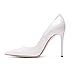 EDEFS Damen High Heels Größe Rutsch Geschlossene Toe Party Hochzeit 10CM Stiletto Schlüpfen Pumps LackWeiß Größe EU39
