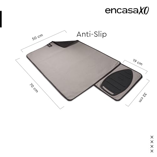 Image of Encasa XO Ironing Mat /Pad (Small 70x50 cm) with Padding, Anti-Slip, Silicone Iron Rest for Steam Press on Tabletop or Bed - Heat Resistant, Portable Travel Friendly - Beige