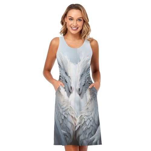Image of ALAZA Women's Summer Dress Sun Dress Sleeveless with Pockets