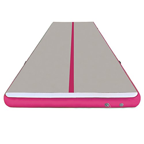 EZ GLAM 20ft Air Floor Inflatable Gymnastics Tumbling Air Mat Tumble Mat with Electric Air Pump for Cheerleading/Practice Gymnastics/Beach/Park/Home use (20ftLx 6.6ftW x 8inH, Blue/Grey)