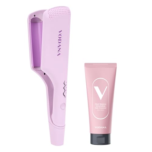 VODANA Professional Hair Irons Bundle, Triple Flow Hair Waver 1.25 inch, Lavender, Heat Balance Velvetshine Hair Essence