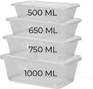 Clear Plastic Takeaway Food Containers with Lids Microwave & Freezer Safe Meal prep container - 4 Sizes - 2 Of Each - 500ML, 650ML, 750ML & 1000ML