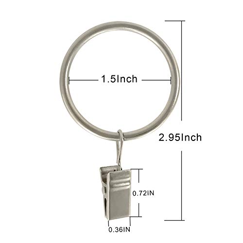 image for LLPJS Metal Curtain Rings with Clips, Heavy Duty Drapery Hanging Rings