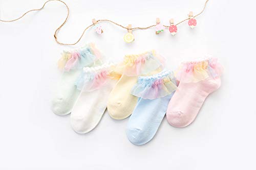 Gwenvenni Little Girls Toddler Kids Lace Ruffle Cute Frilly Cotton Socks3