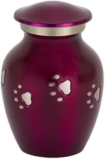 Cherish Paw Prints Extra Small Pet Cremation Urn for Ashes, Brass, Pink Pet Urn, Dog Urn, Cat Urn, Extra Small Sized Pet Urn, 3.75 Inches High