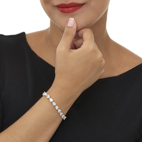 Palm Beach Jewelry 17.04 TCW Pear-Cut Cubic Zirconia Silvertone Tennis Bracelet 7-inch3