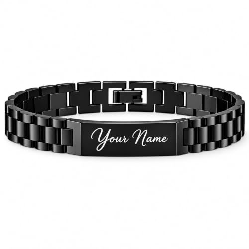 Image of Personalized Name Bracelet for Men & Women | Custom Name Engraved Silver Bracelet | Adjustable Size Stainless Steel Wrist Band | Gift for Birthday, Anniversary & Special Occasions
