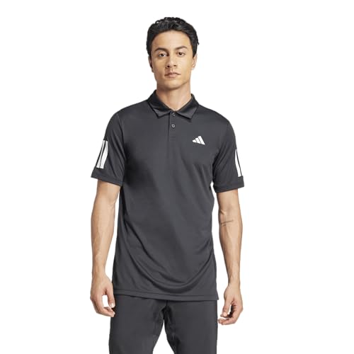 Adidas Men's Club Tennis Climacool 3-Stripes Polo Shirt, Black, Large