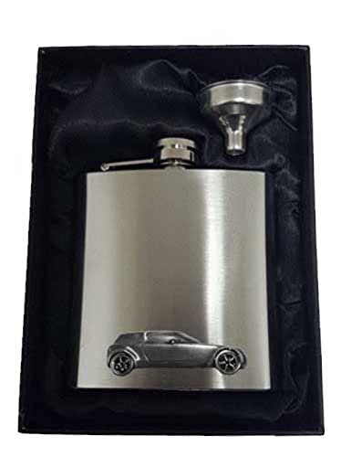 Flasque effet étain 9X 2002 en acier inoxydable haut de gamme avec voiture classique suédoise