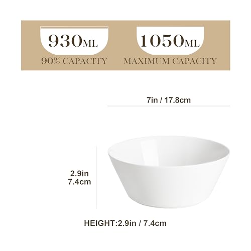 MALACASA Müslischalen 1L, 4er Pack Salatschüssel aus Porzellan, Bowl Schüssel Set für Müsli, Salat, Obst, Suppe, Ramen, Serie Regular 2