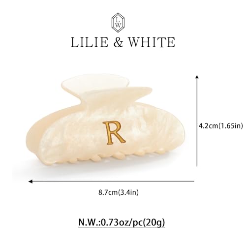 Image of LILIE&WHITE Acrylic Letter Hair Clips For Women Stylish R Monogram Hair Claw Alphabet Hair Clip Fashion Glitter Claw Clip Elegant And Durable Hair Accessory Large Hair Clips R