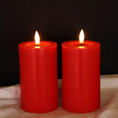 LUCOZA 2er Set Flackernde Flammenlose LED Kerzen mit Timer für Innen,...